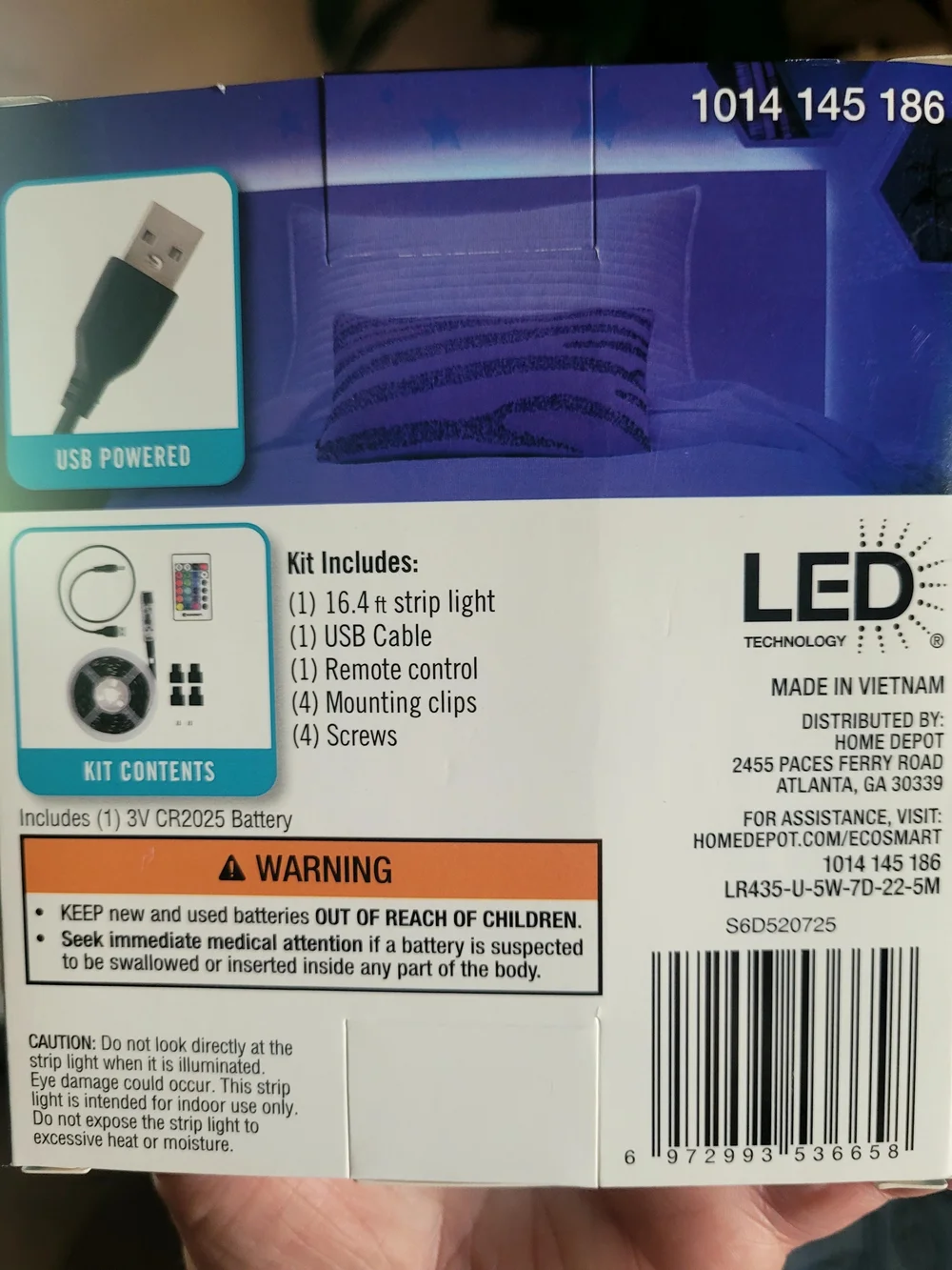 Ecosmart RGB Color Changing USB LED Strip Light - Teal Box